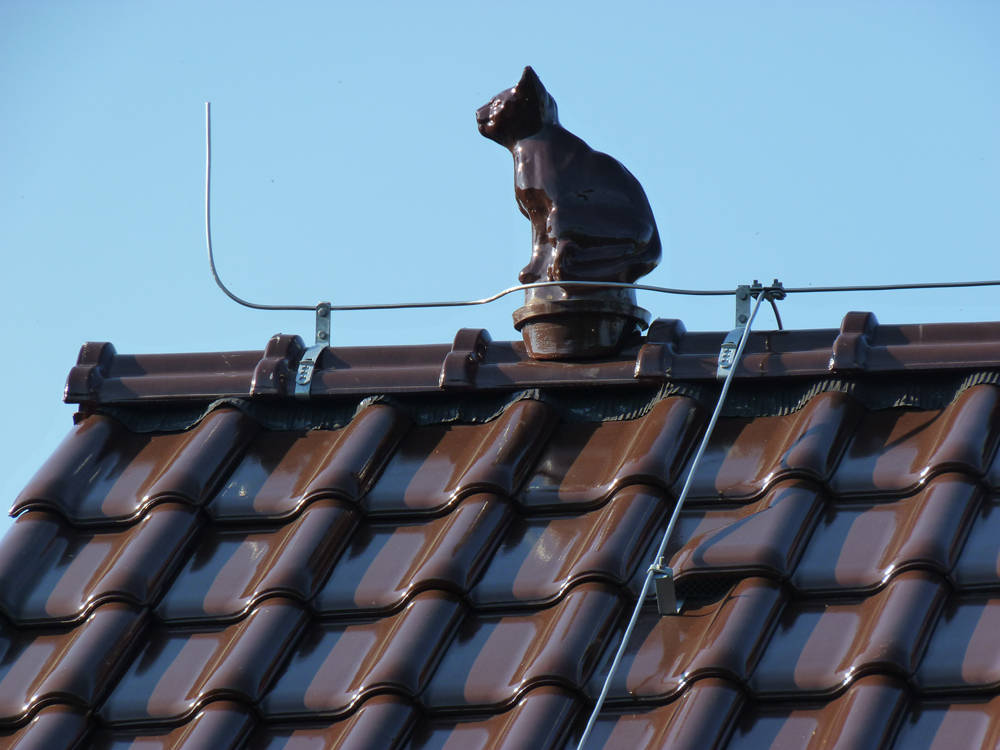 Keramická strešná krytina Röben monza plus maduro - realizácia strechy - okrasný prvok mačka