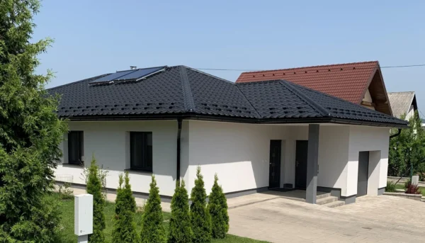 Dom so strešnou krytinou ROVA Mega čierna elite